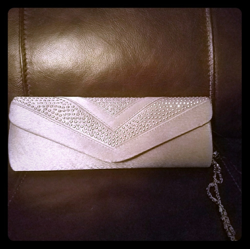 Evening bag silver with detailed metal accents